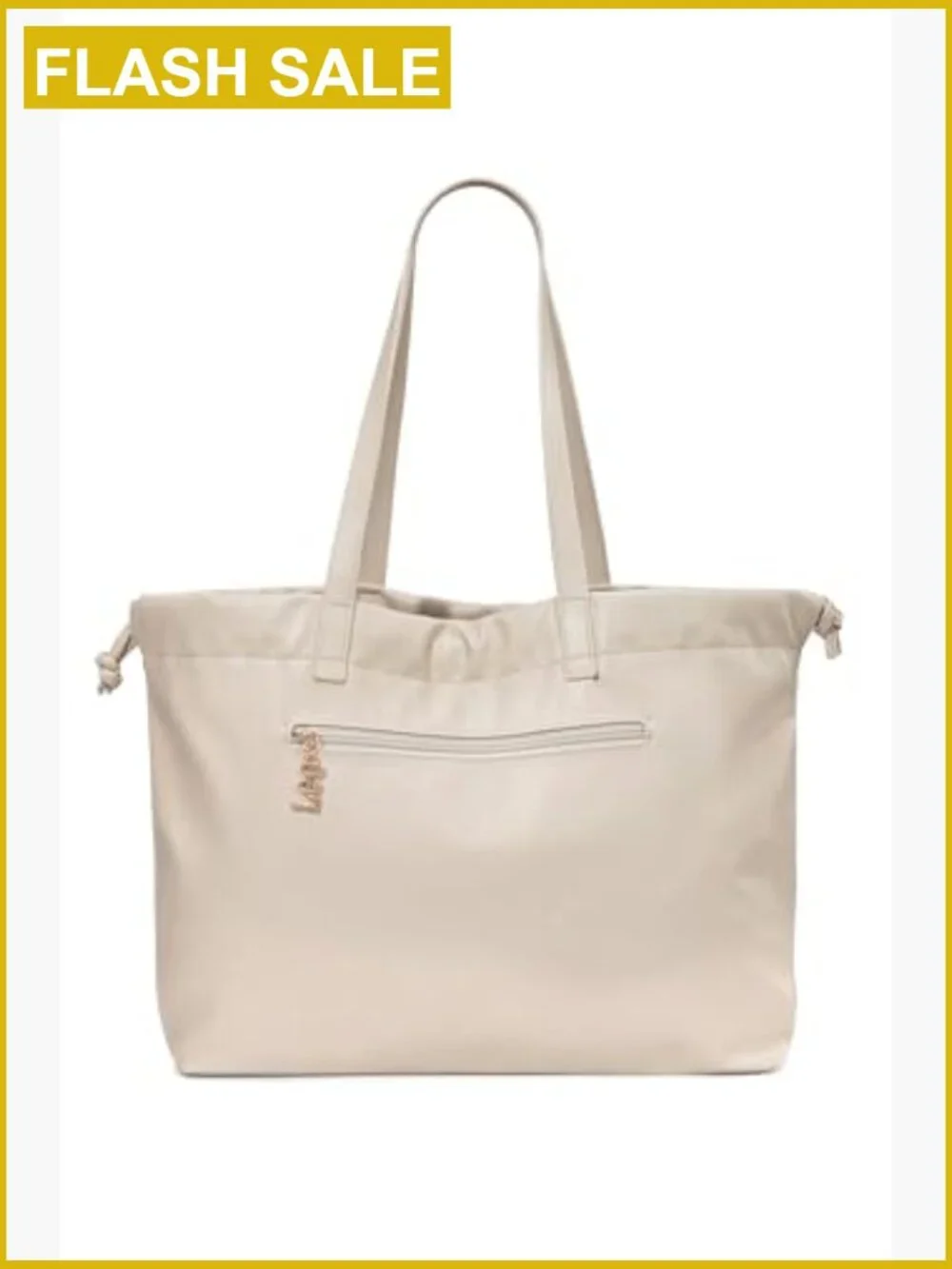Large Vegan Leather Tote with Drawstring Closure